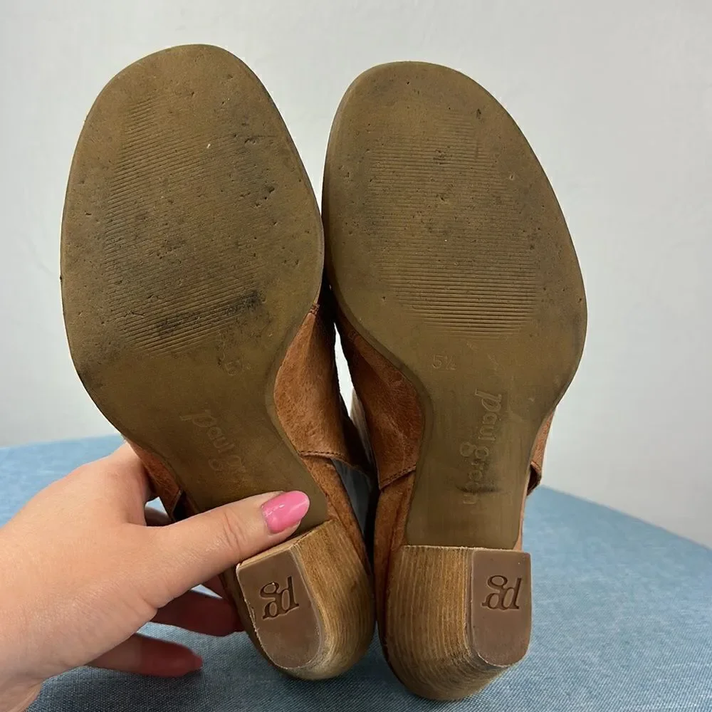 Paul Green Cayanne Peep Toe Nougat Leather Sandal Size 5.5